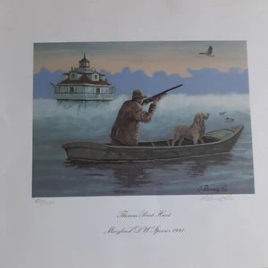 R Dennis Lee Signed 532/1230 Print "Thomas Point Hunt" 1991Maryland  D.U Sponsor - Picture 1 of 7