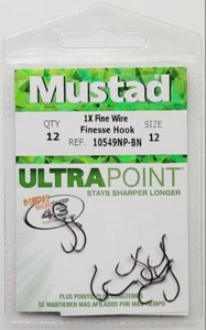 Gancho de trucha cabeza de acero para salmón fino Mustad 10549NP-BN-12-12 1X NEGRO - Imagen 1 de 3