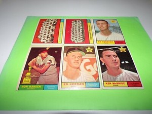 17-Card Lot 1961 Topps Baseball (Ron Hansen/Ed Hobaugh/Ed Keegan/Ken McBride)