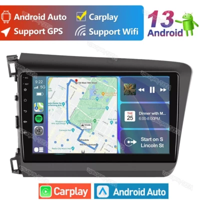 For Honda Civic 2012-2015 Wireless Carplay Android 13 Car Stereo Radio GPS WIFI - Image 1 of 4