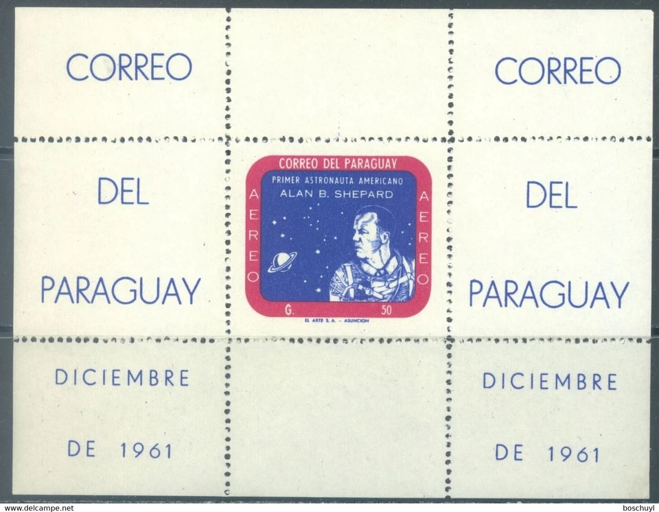 Paraguai, 1961, Espaço, Mercúrio, Shepard, MNH, Michel Bloco 12 - Imagem 1 de 1