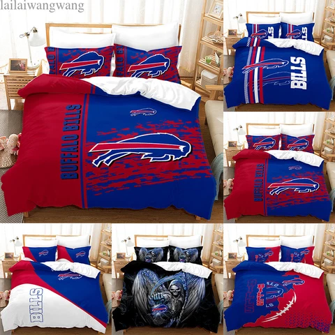Buffalo Bills 3 Piece Bedding Set Duvet Comforter Cover With 2 Pillowcases Gift Cover