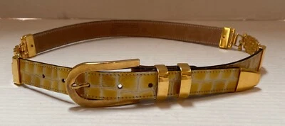 Elegant BB Simon Belt Genuine Leather Women's Size Med Double Gold Tab - Image 1 of 4