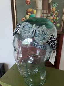 Upcycling RECYCELT Vintage Herren Krawatte Stirnband mit Blumen  - Bild 1 von 3