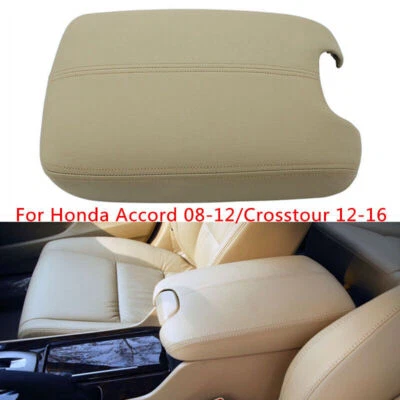 Cubierta de tapa de reposabrazos de cuero beige apta para Honda Accord/Crosstour Foto 1 de 4