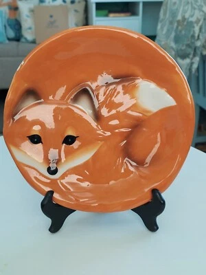 Plato de cerámica Fox Plate de loza de 8"" con soporte Foto 1 de 4