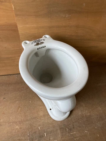 Antique Vitreous China White Porcelain Toilet Bowl Eagle Lion Trenton Vtg 78-22E Cover