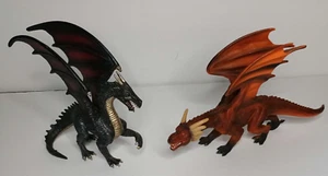 Two Mojo Collectible Dragon Figures - Fire Dragon & Steel Dragon - Picture 1 of 5