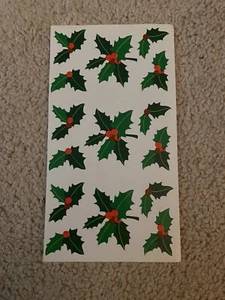 VINTAGE MRS GROSSMAN STICKERS CHRISTMAS HOLLY 1992 Sticker Sheet Winter Plants - Picture 1 of 2