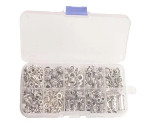 One BOX of Antiqued Silver Metal Clasp Bead Caps Cord End W/Container - Picture 1 of 33