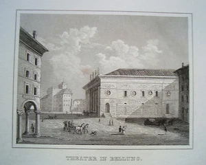 Belluno Belun Venetien Theater Italien Italia echter alter Stahlstich 1842 - Picture 1 of 1