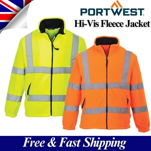 Portwest Hi-Vis Fleece Mesh Lined Winter Cold Wind Safety Work Wear Jacket F300 - Picture 1 of 9
