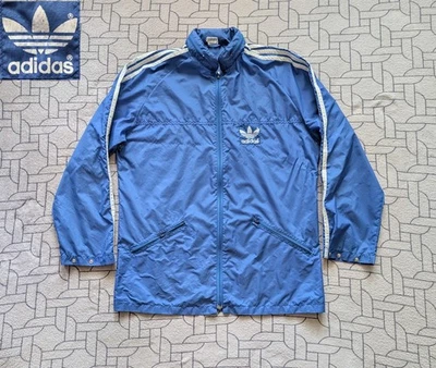 ● VINTAGE 1990'S ADIDAS BLUE RAINCOAT JACKET WINDBREAKER SIZE MEN'S ADULT US L ● - Image 1 of 4