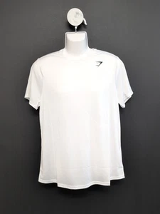Gymshark Arrival Heat Sealed Logo Crew Neck Regular Fit Men's T Shirt M White - Picture 1 of 7