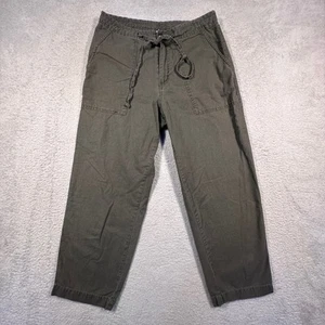 Vintage Y2K Columbia Linen Blend Cropped Pants Drawstring Waist Olive Green S - Picture 1 of 11