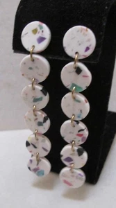 LELE SADOUGHI Vertical White Disks Colored Confetti 3” Dangle Earrings - Picture 1 of 11