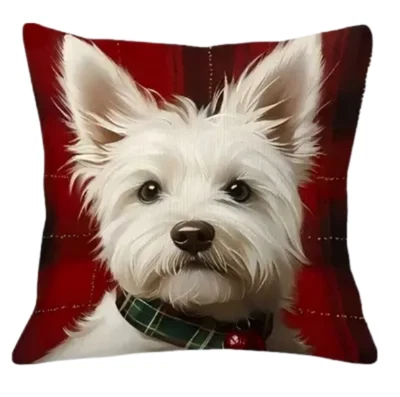 Funda de Almohada Decoración Navidad Vacaciones Westie Terrier Funda de Cojín 18x18" 🎄NUEVA SIN ETIQUETAS Foto 1 de 4