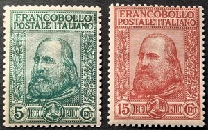 Italia Regno 1910 MNH Garibaldi 5c verde e 15c carminio Sass. 87 - 88 - Picture 1 of 2