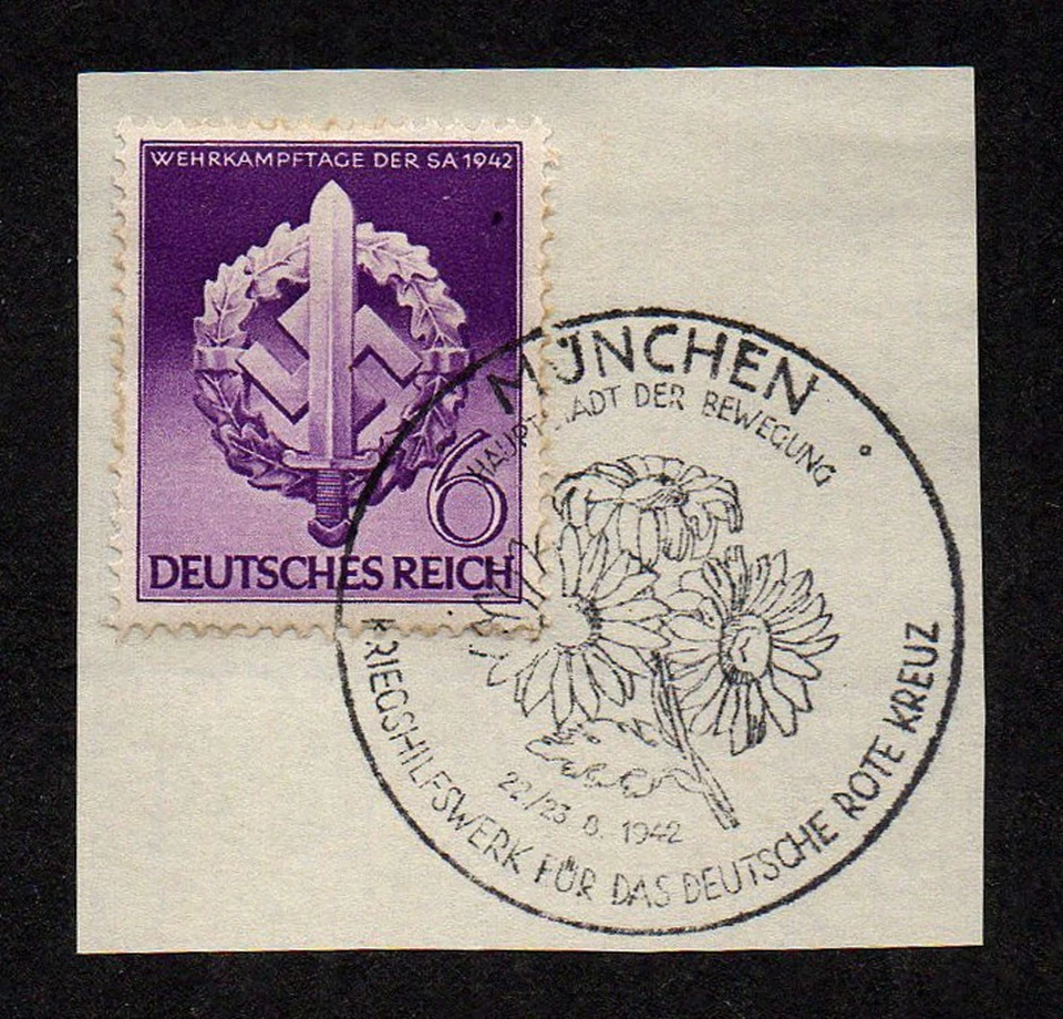 ALEMANIA, SCOTT #528, USADO EN PIEZA EMBLEMA SOLDADO DE ASALTO AÑO 1942 ESPADA ESVÁSTICA Foto 1 de 1