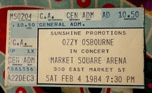 OZZY OSBOURNE IN CONCERT - FEBRUARY 4, 1984 - MARKET SQUARE ARENA - TICKET - Picture 1 of 2