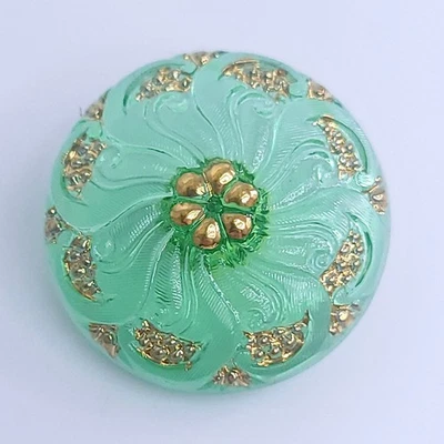 Botón de vidrio de uranio 28 mm Art Deco vaselina vidrio botón flores estilo Foto 1 de 4