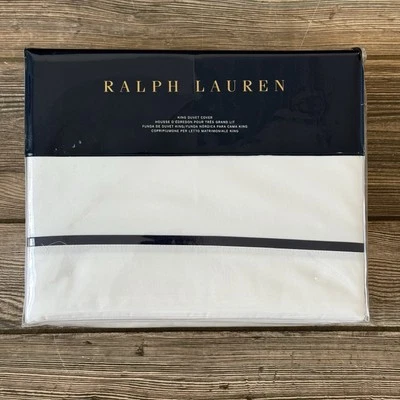 Funda nórdica Ralph Lauren Palmer Percale King blanca polo azul marino algodón nueva con etiquetas $370 Foto 1 de 4