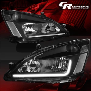 PAIR OF BLACK CLEAR CORNER LED DRL STRIP HEADLIGHTS LH+RH FOR 03-07 HONDA ACCORD - Bild 1 von 11