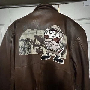 Vintage Warner Bros. Store 1995 Tasmanian Devil Zip Up Leather Jacket | Adult M - Picture 1 of 14