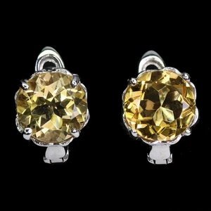 925 Sterling Silver Earrings Round Citrine 8mm Natural Gemstone Jewelry - Picture 1 of 14