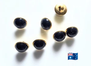 10pcs 10mm Gold & Black Resin Shank Buttons - Picture 1 of 2