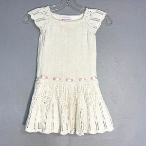 American Girl Size 6 Knit  Lined Sweater Dress Cream Silver Sparkle Metallic - Picture 1 of 8