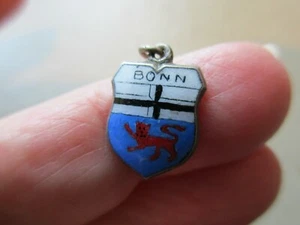 VINTAGE 800 EUROPEAN SILVER BONN GERMAN ENAMEL TRAVEL FOB CHARM PENDANT CREST - Picture 1 of 2