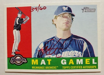 2009 Topps Heritage Mat Gamel #ROA-MG Red Ink Real One Autograph Auto /60 - Image 1 of 2