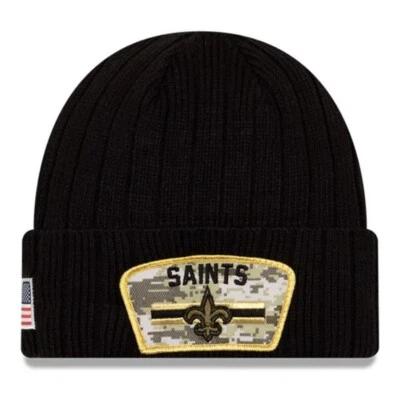 Черная вязаная шапочка-тобогган New Era New Orleans Saints NFL Salute Service - Изображение 1 из 4