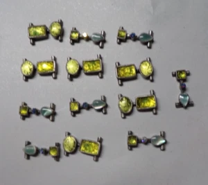 Set Of 13 Vintage Jewelry Bracelet Parts - Beads, Rhinestones & Silver Tone - Picture 1 of 6