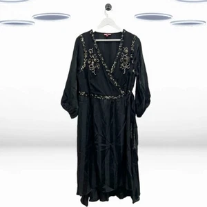 Ex Joe Browns Women's Embroidery Sequin Wrap Dress in Black (Defect) - Picture 1 of 5