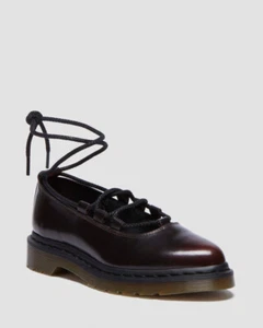 Dr. Martens Women's Elphie Ii Leather Ballet Flats Premium Shoes CHERRY RED - Picture 1 of 9