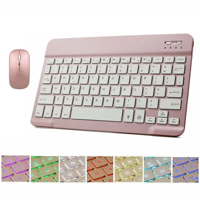 For iPad Android Windows Tablet 10inch Wireless Bluetooth Backlit Keyboard&Mouse - Image 1 of 4