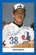1980's BRYN SMITH AUTOGRAPH MONTREAL EXPOS MLB BASEBALL POST CARD POSTCARD
