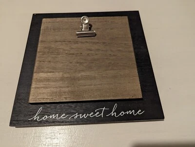 Home Sweet Home Photo Clip 8x8 Wooden Tabletop Hanging Black Rustic - Image 1 of 4