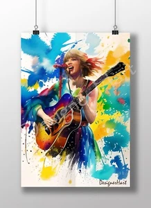 Taylor Swift Artistic Watercolour Splash Painting Print/Poster. Original Artwork - Picture 1 of 3