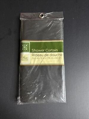 2 Basic Vinyl Shower Curtains (1) Black (1) Pattern 70" x 72” New In Packaging - Image 1 of 4
