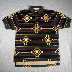 Vintage Ruff Hewn Short Sleeve Polo Shirt Mens L Geometric Aztec - Picture 1 of 8