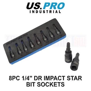 US Pro Industrial 1/4" Antrieb Impact Star Torx Bit Steckschlüsselsatz 8-teilig T6 - T30 7519 - Bild 1 von 4