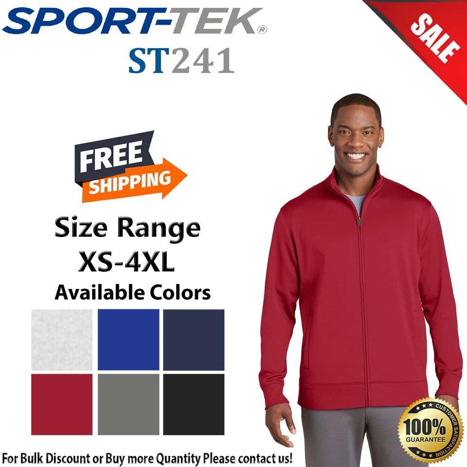Sport-Tek Mens Long Sleeve Sport Wick Fleece Full Zip Jacket With Pockets ST241 - Image 1 of 1