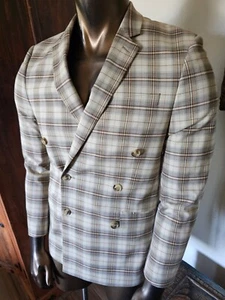 TOPMAN plaid double breasted JACKET - Nwout Tag - Size 36R - Picture 1 of 16