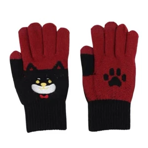 Kawaii Black cat Kitten Print Touchscreen Gloves Mittens Cute Kitsch Funky - Picture 1 of 5