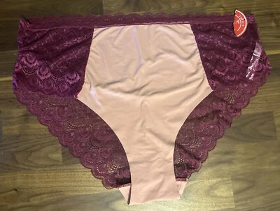 Sexy Bragas Splendies Hipster 3X Púrpura Polvoriento Rosa Encaje Frente Suave Nuevas con Etiquetas Foto 1 de 4