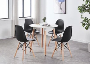 Halo Mesa Redonda & Eiffel Silla Comedor Eiffel Inspirado Retro Conjunto De 4 - Imagen 1 de 11