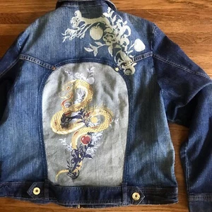 vtg Apple Bottoms denim jacket 3X Womens Y2k gold snake - Picture 1 of 15